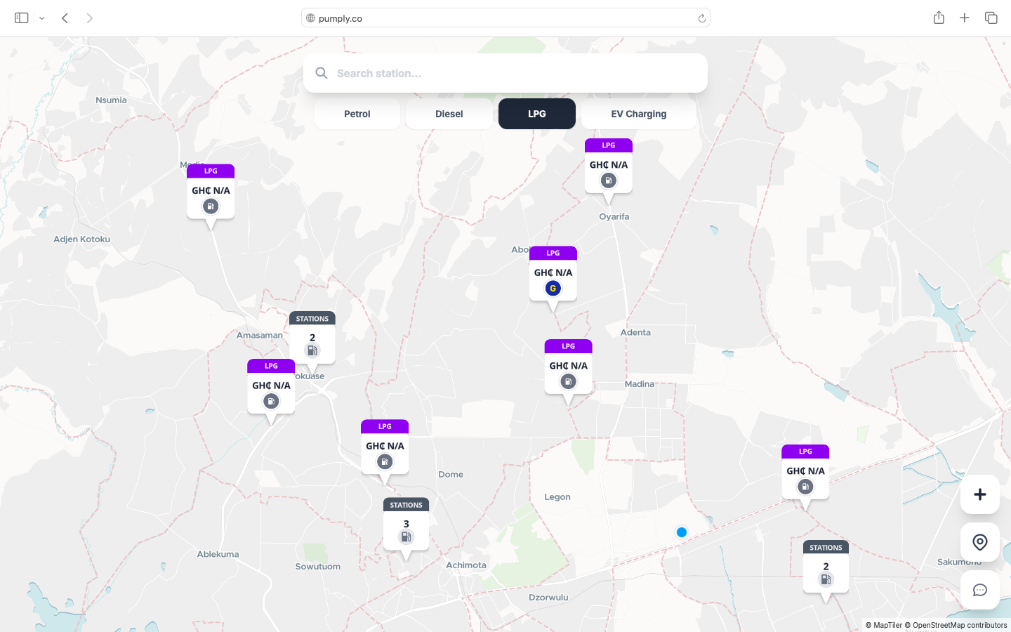 Pumply LPG prices on the map in Ghana
