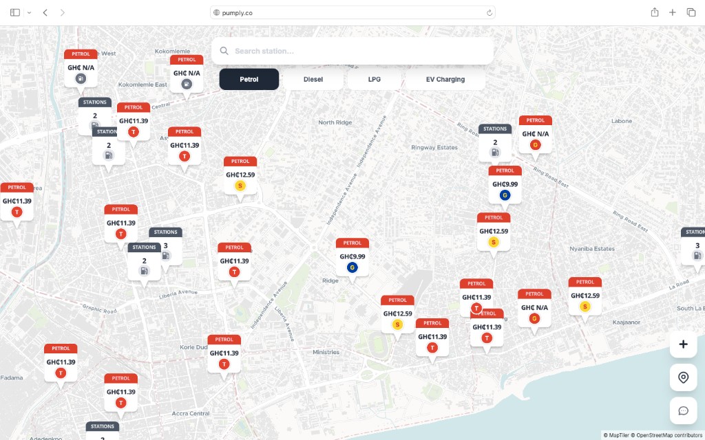 Pumply petrol prices on the map in Ghana